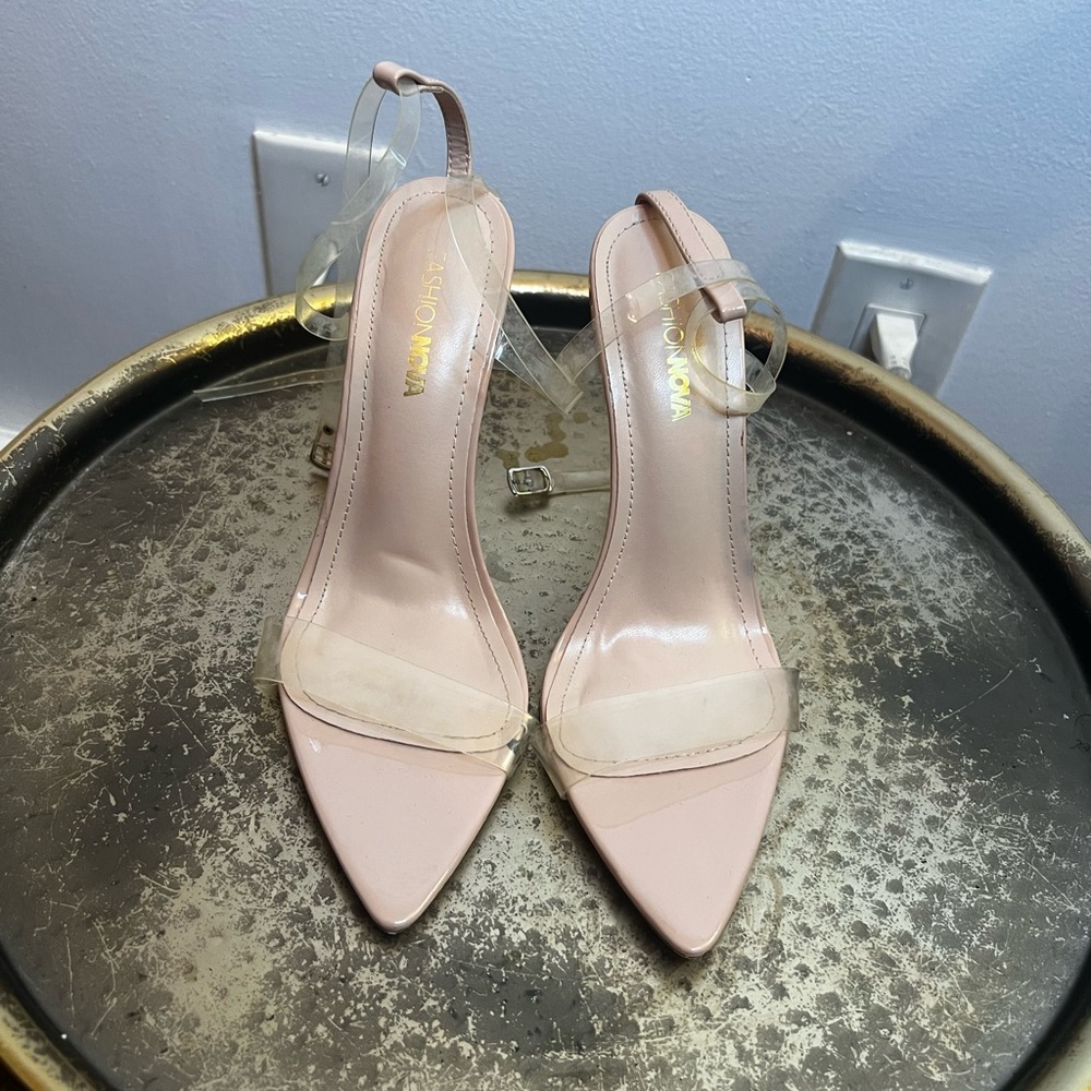 Clear nude heels